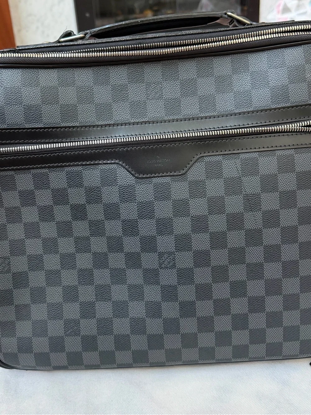 Men's Black Checkered Briefcase - Premium Travel Bag